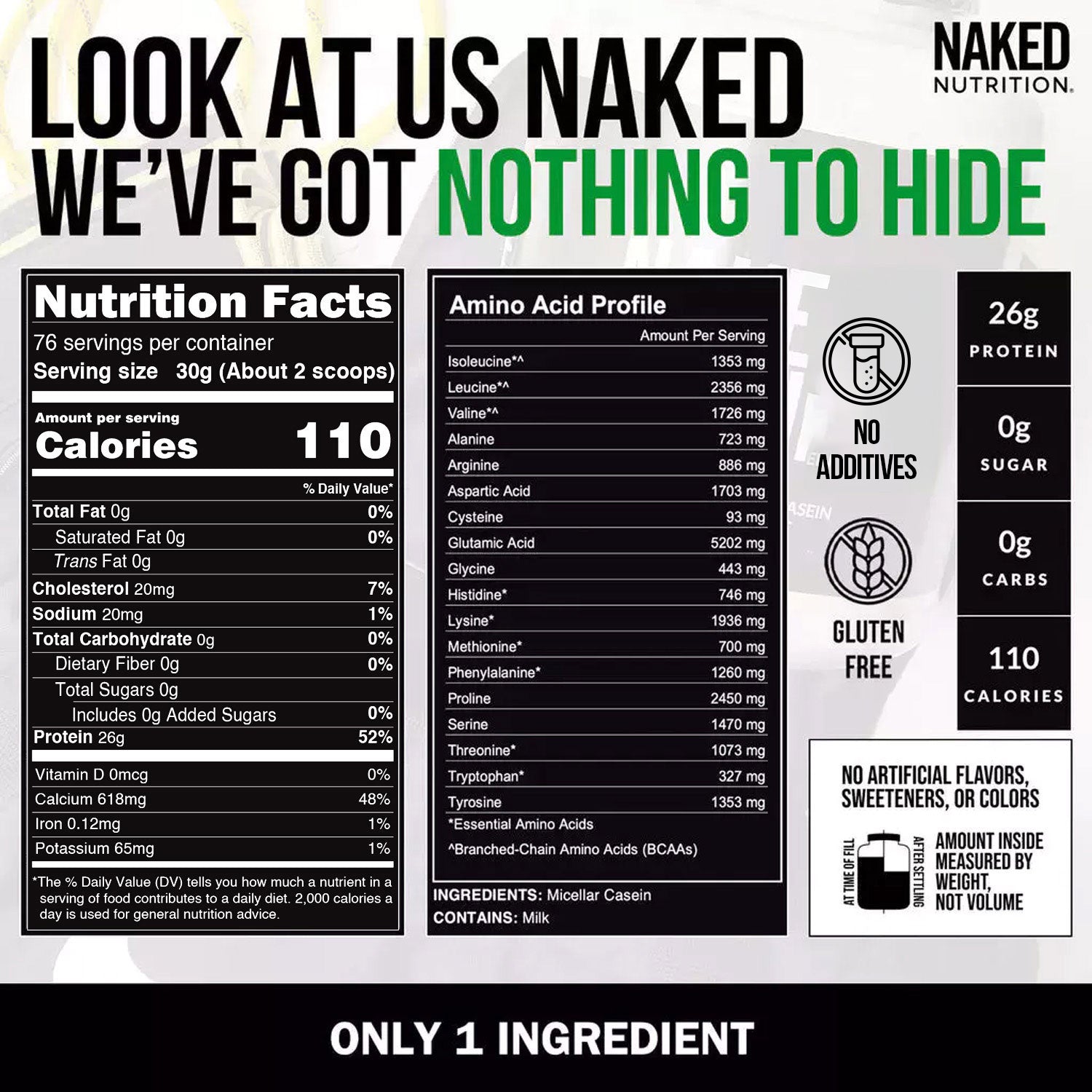 Micellar Casein Protein Powder - Unflavored
