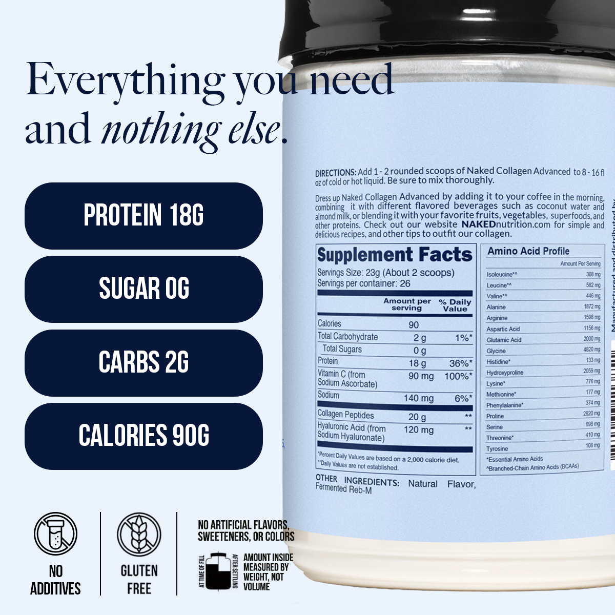 Vanilla Collagen Peptides with Hyaluronic Acid - Vanilla Advanced Collagen Peptides